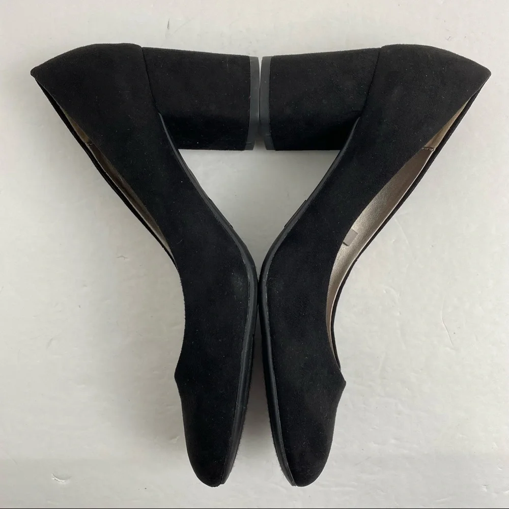Libby Edelman Jenna size 7.5 Women’s Black Faux Suede Chunky Block Heels
